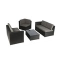 Brujula Outdoor Furniture Complete Patio PE Wicker Rattan Garden Corner Sofa Couch Set - 4 Piece - Black BR2214646
